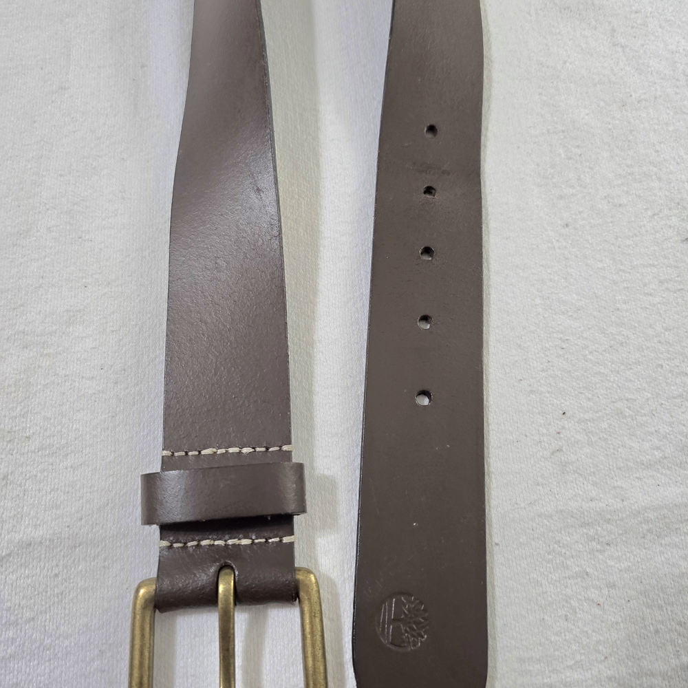 Timberland Dark Brown Genuine Leather Belt Roller Buckle Wide Keeper Size 36 - Picture 16 of 16